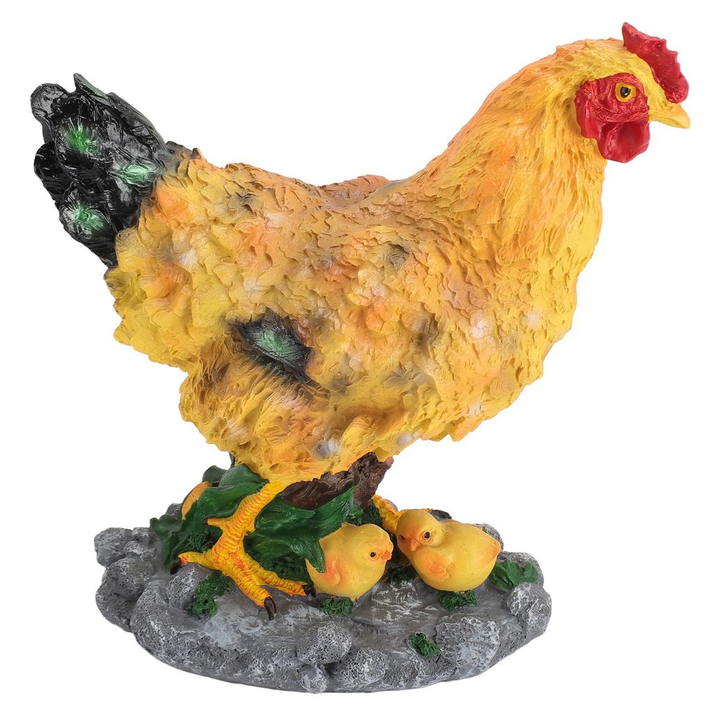 Hen Garden Statue with Small Chicks Hen Fairy Garden Accessories Resin Chick Hen Figurine for
