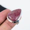 Natürlicher Rhodonit Verstellbarer 925 Sterlingsilberring - Passend für US-Größen 6 bis 11 - Handgefertigter Boho-Schmuck für Damen & Herren, Muttertagsgeschenke