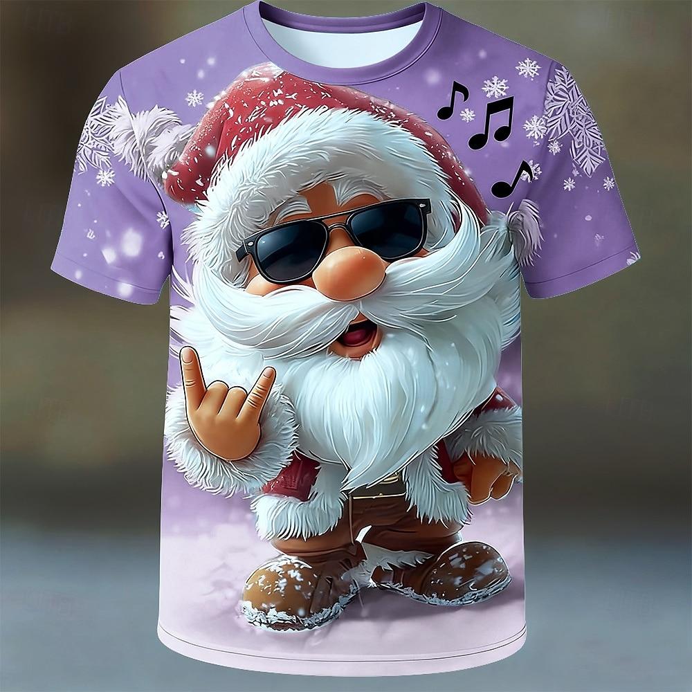 Summer Men's Santa 3D Printed Crew Neck T-Shirt