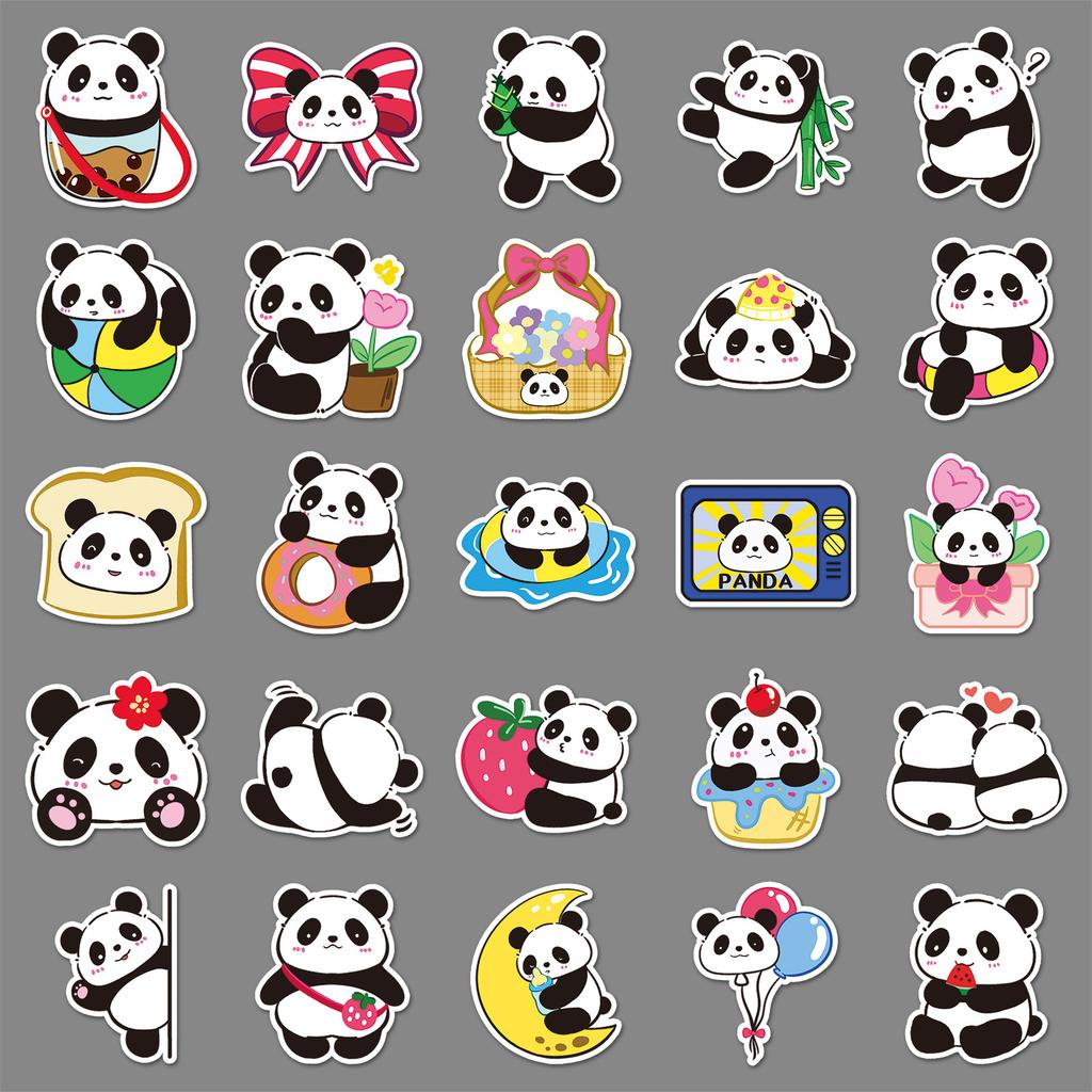 100 Panda Graffiti Stickers Personalized Hand-drawn Cartoon Cute Animal Decorative Water Cup Mobile Phone Case Stickers