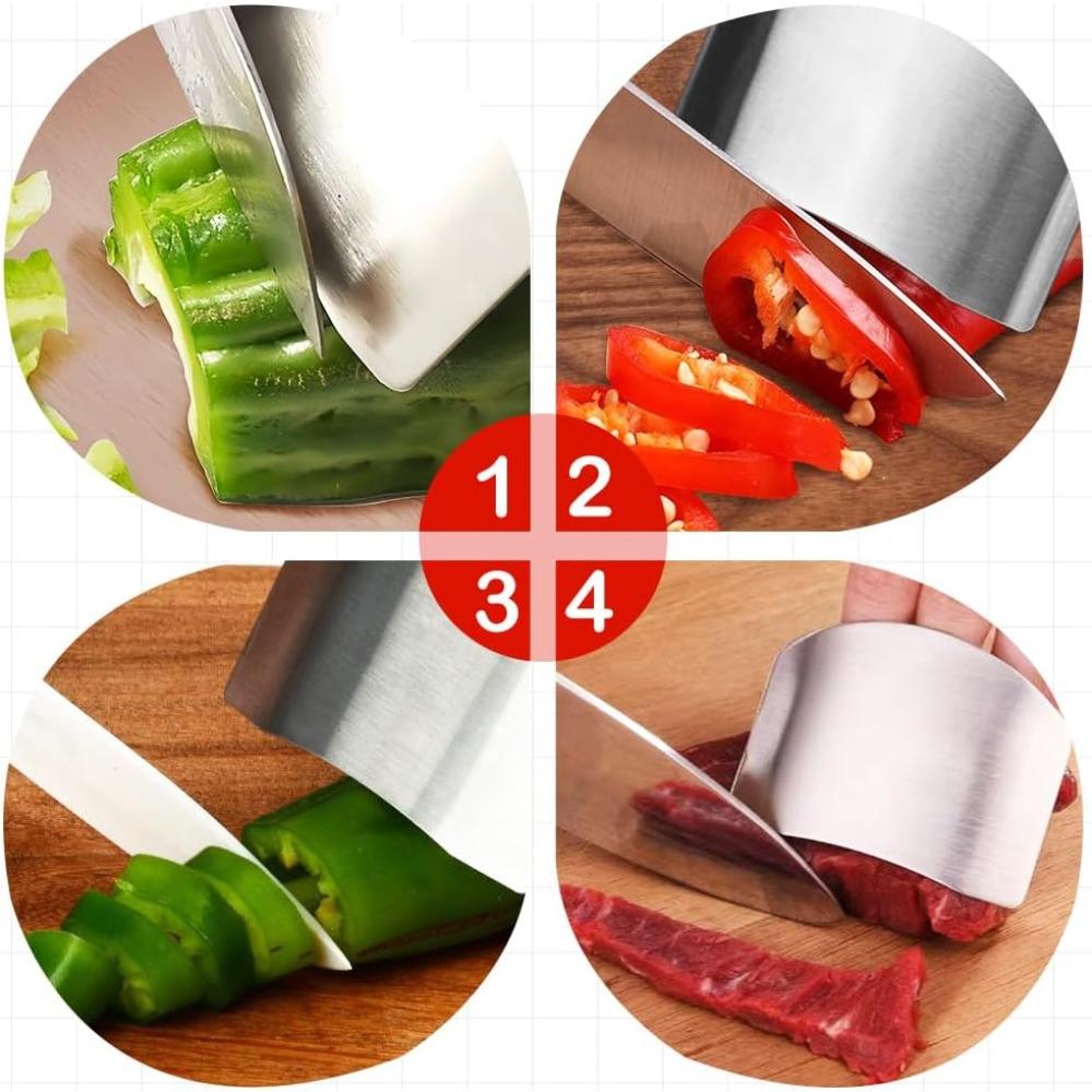 Stainless steel finger protectors, new 2025 model, multi-functional finger protector for food cutting, safe cutting tool (4-piece set).