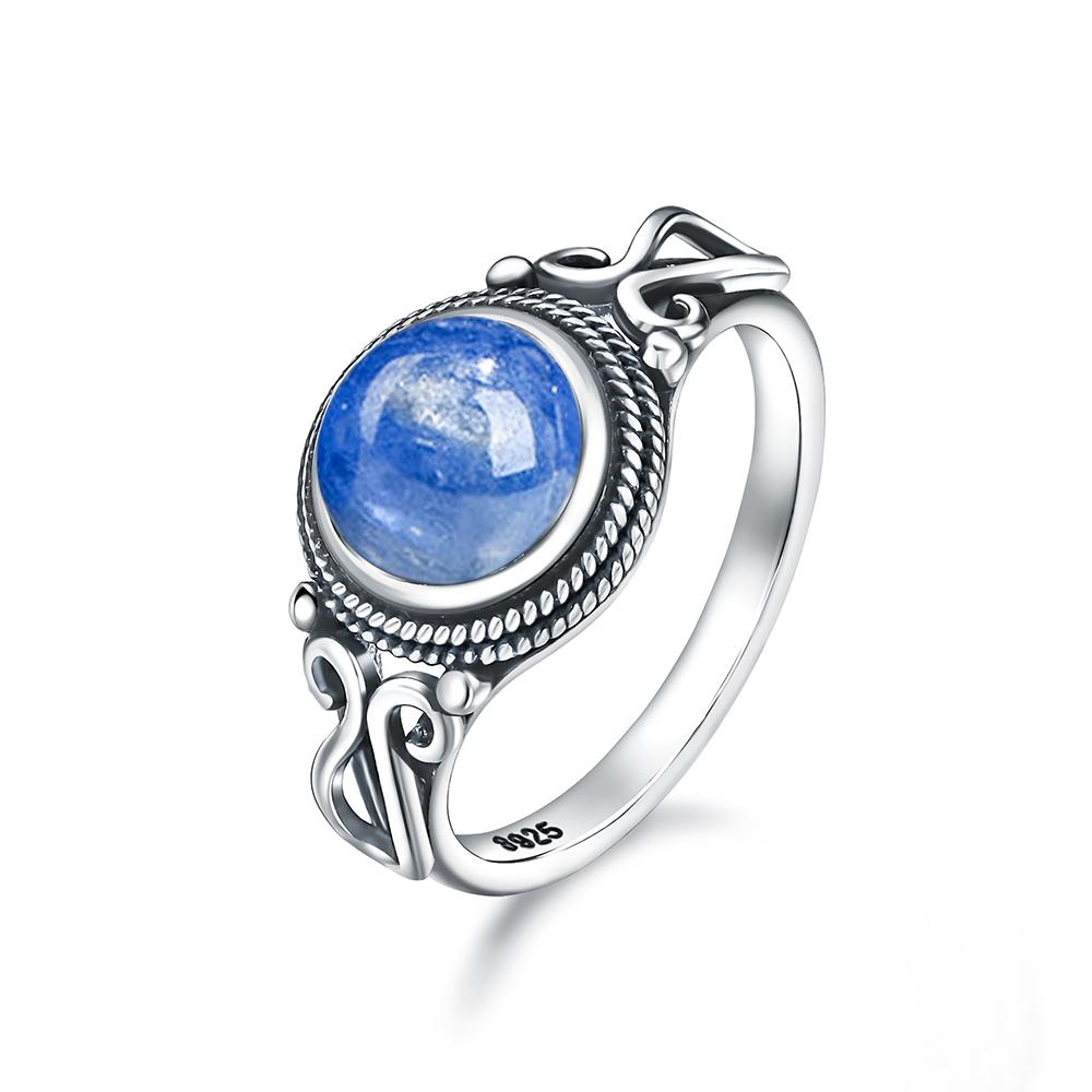 Pierścionek ze srebra sterlingowego z czarnym onykssem Vintage Prosty minimalistyczny styl Okrągły kształt Kamień naturalny Czarny pierścionek Biżuteria dla kobiet