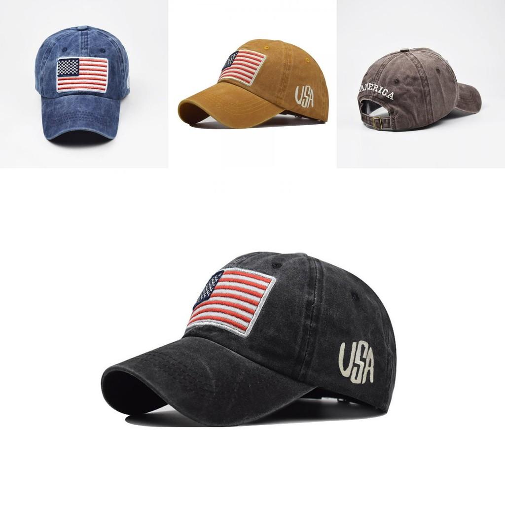 Retro Style Embroidered Letter Baseball Cap Vintage Washed Classic Flag Cotton Hat Men's Adjustable Cap