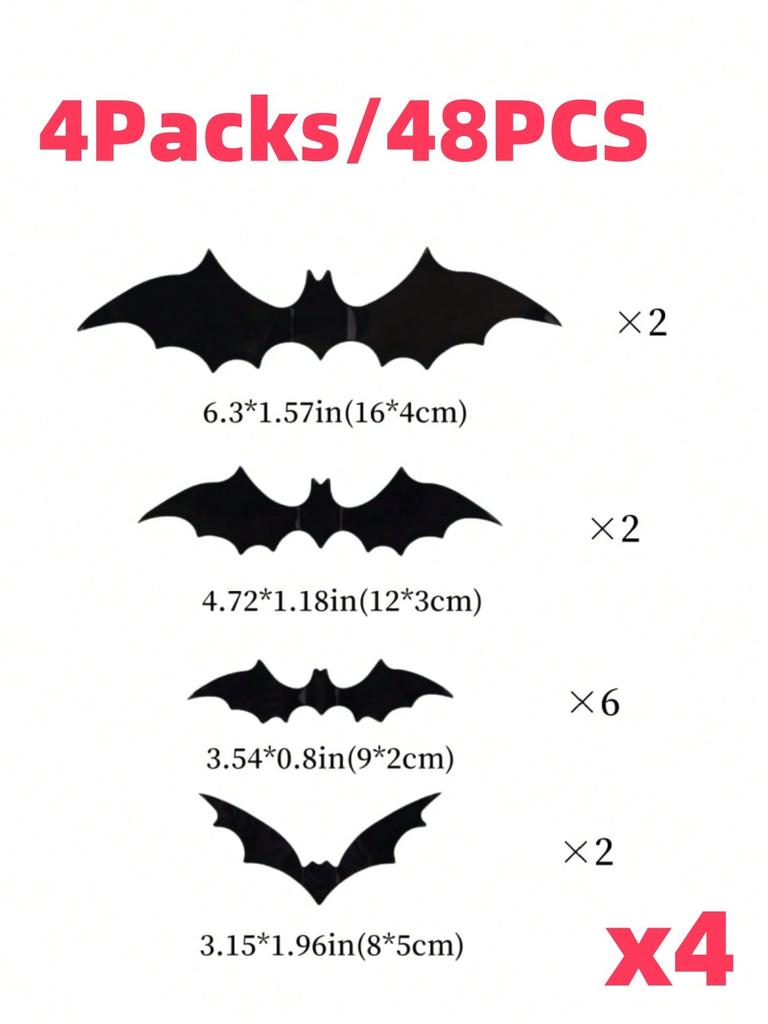 12Pcs/Pack PVC 3D Black Horror Bat Wall Stickers Set DIY Halloween Party Essentials for Home Window Art Decals