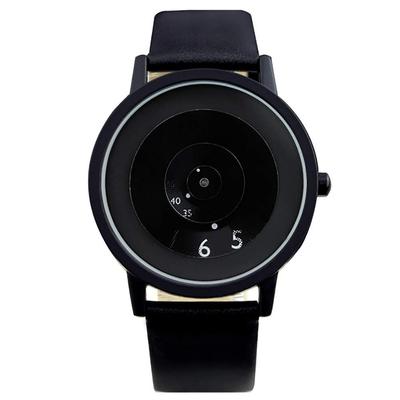 Rio Grande Men's Business Watch with Rotating Disc Dial and Leather Strap (Black) ZM-WATCH5457-BK