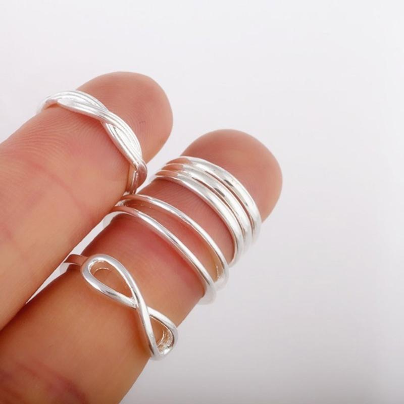 Set of 4 Beach Foot Jewelry Adjustable Toe Rings for Women Girls Vacation Essential Alloy Comfortable Daily Wear
