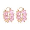 Exquisite Square Pink Earrings with Feminine Style, Fashionable and Personalized Design, Versatile Earrings