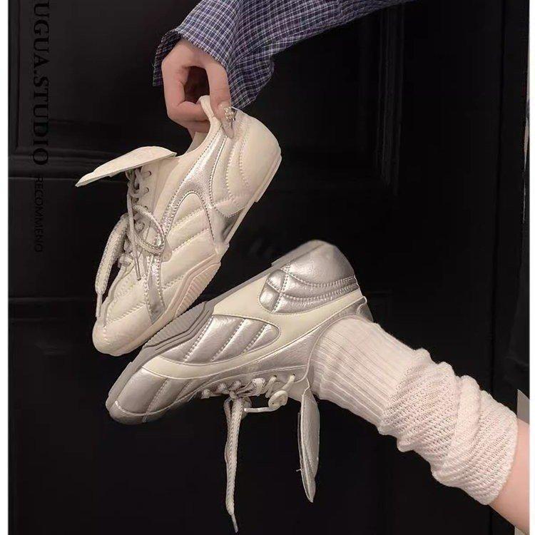 Dexun Shoes Women's 2025 Spring New Women's Shoes Retro Flat-bottomed Forrest Gump Shoes Flip Casual Sports Shoes White Shoes Women