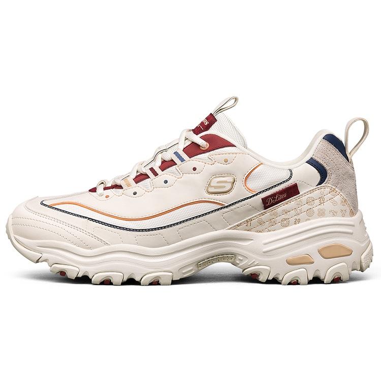 Skechers D lites Low-Top Running Shoes Beige/Red Men s 666169-WHT EU 41