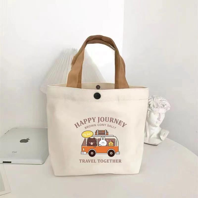 Little Bear Canvas Tote: Versatile Lunch and Gift Bag for Female Students