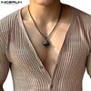 INCERUN Herren Kurzarm Button Up Deep V Neck Textured Tops T-Shirts