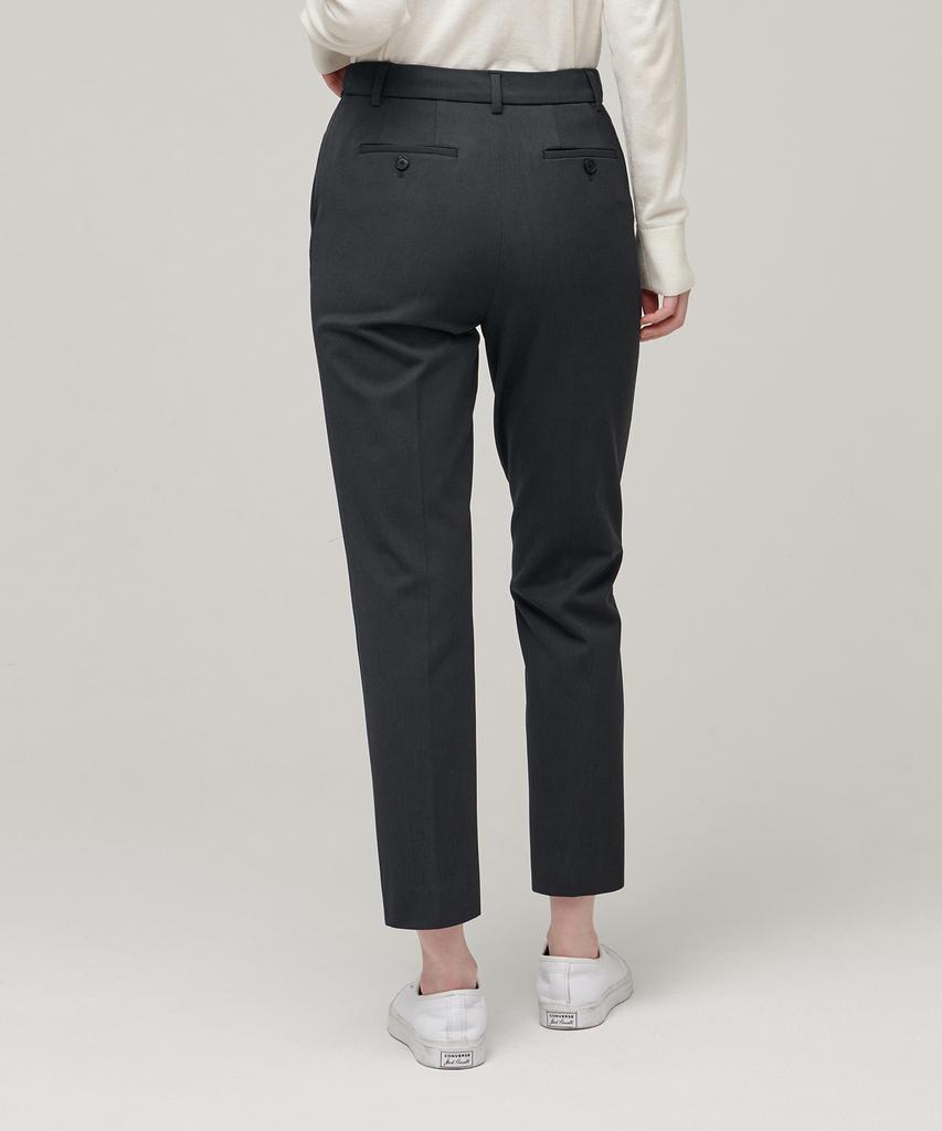 MUSINSA STANDARD WOMAN Women'S Heavyweight Fleece-Lined Slim Straight Hidden Elastic Waist Slacks [Gray]