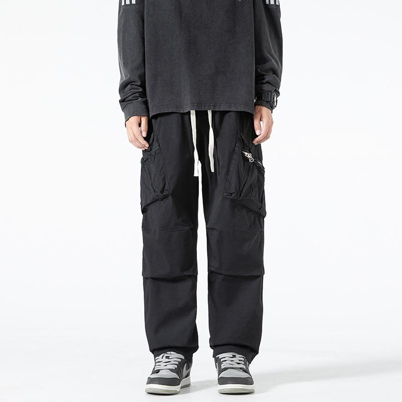

New men s drape overalls straight sports trousers trendy brand loose wide-leg trousers men s casual trousers XXXL чёрный