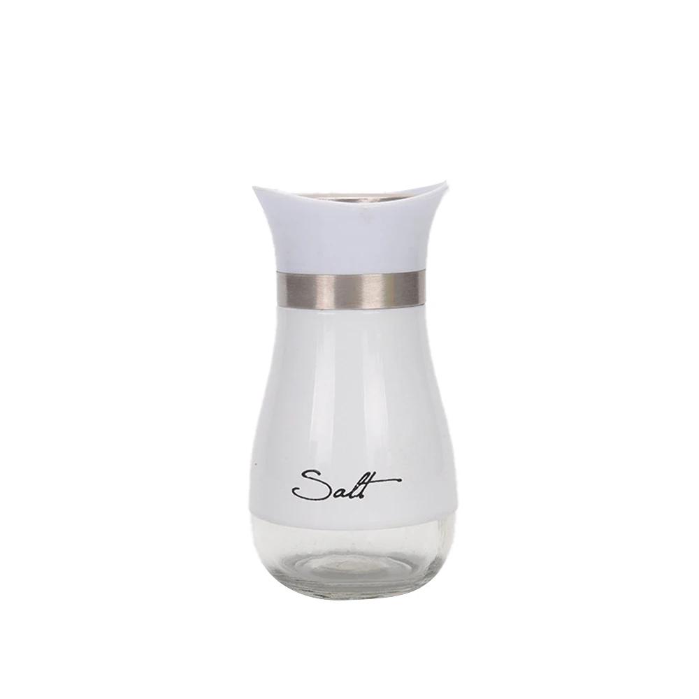 Cute Salt And Pepper Stainless Steel Glass Bottom Spice Dispenser Sea Salt Sugar Refillable Pepper Seasoning Cans Spice Jar