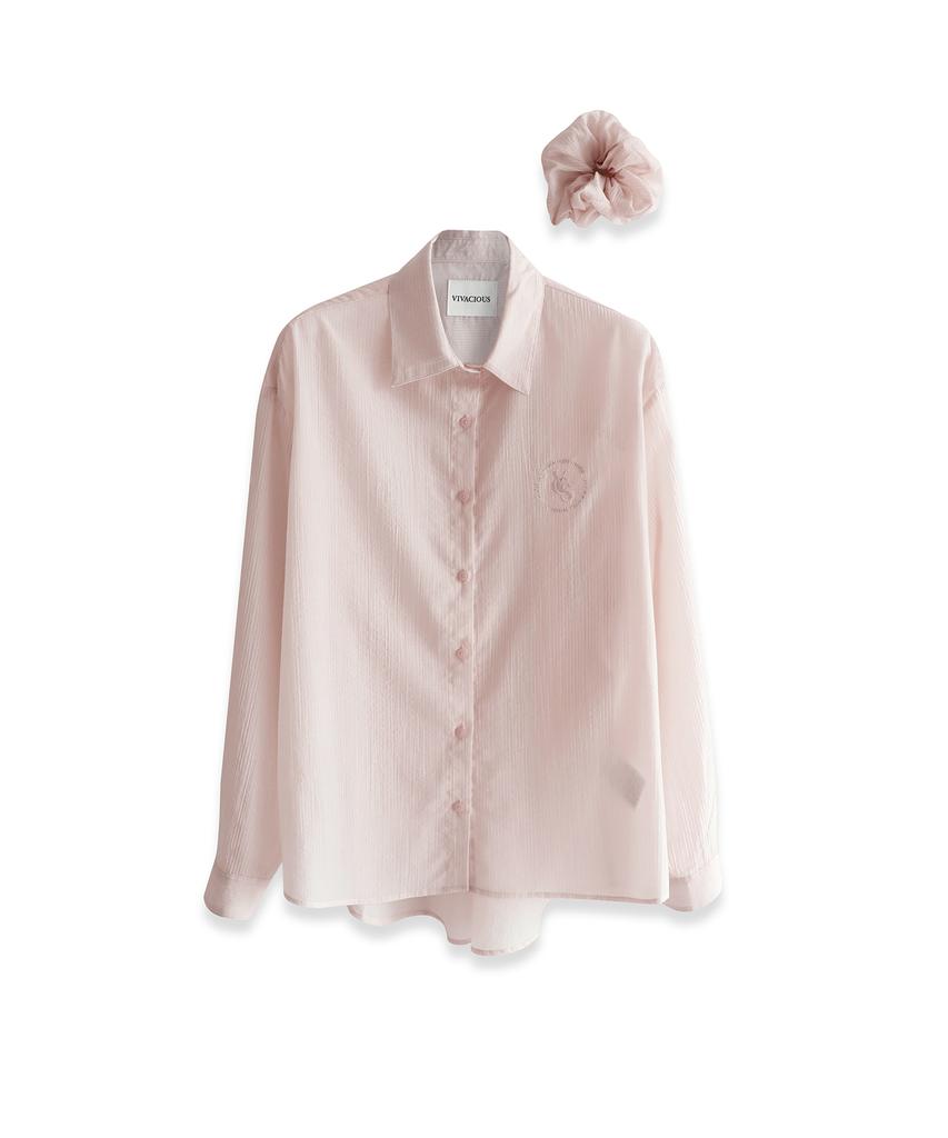 VIVACIOUS Sillage See-Through Stripe Shirt Pink