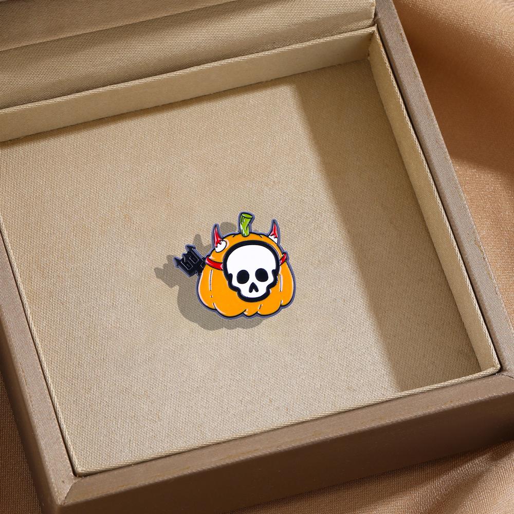 

Pumpkin Skull Brooch Universal Creative Alloy Badge Pin Trendy Alloy Clothes Backpack Scarf Accessories Halloween Brooch червоний