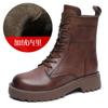Fashion 4.5CM Fashion Women Boots Handmade Retro Genuine Leather Thick Heel Platform Ankle Boots For Women Warm Short Boots