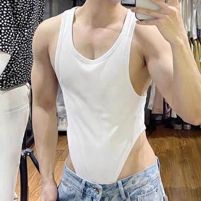 Pohodlný potisk Pánské domácí oblečení Nový kulatý výstřih Slim Ležérní tílka Korejský styl Osobnost Pohyb Spodní košile