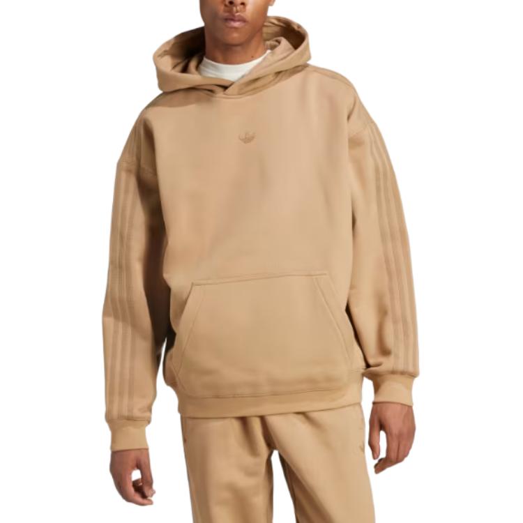 adidas Originals Men's Loose Fit 3-Stripes Hoodie Beige IY2290