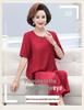 Stylish Plus Size Cotton Linen Summer Set for Middle-Aged Women: Short Sleeve T-Shirt & Two-Piece Outfit