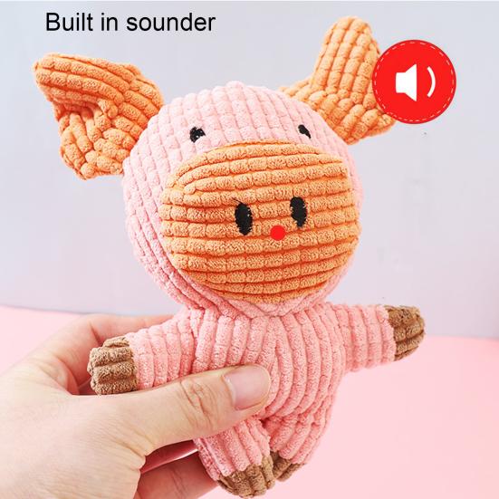 Built-in Voice Bite Resistant Soft Plush Piglet Lion Shape Pet Early Educational Toy
