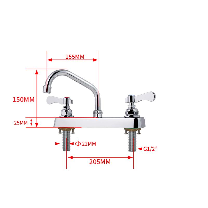 Hot Selling Modern Design Dual Handle Brass Water Tap Hot/Cold Kitchen Sink Faucet Hotel Mall Deck-Mounted 2-Hole Easy