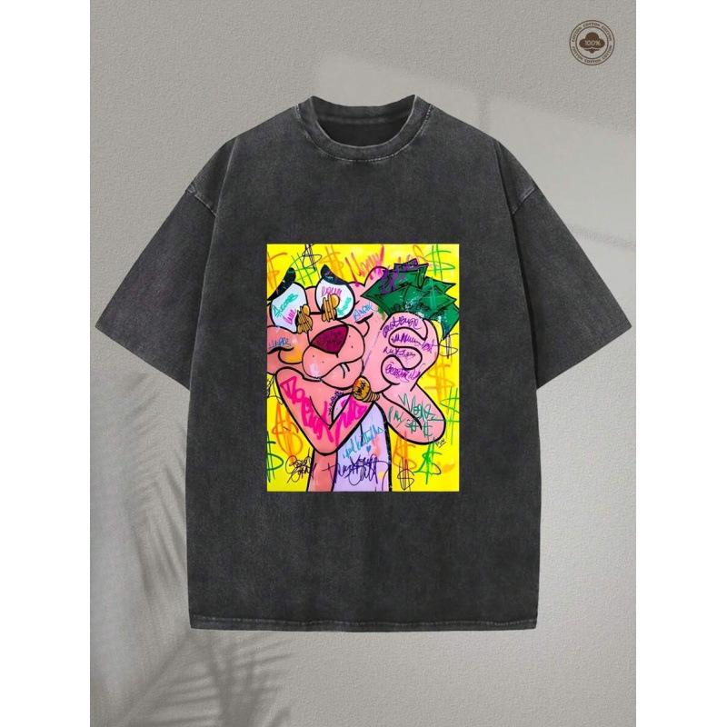 Y2Kstyledashethepanrwmentt Shirt Pink Cotton Sprinteds Straight M чёрный