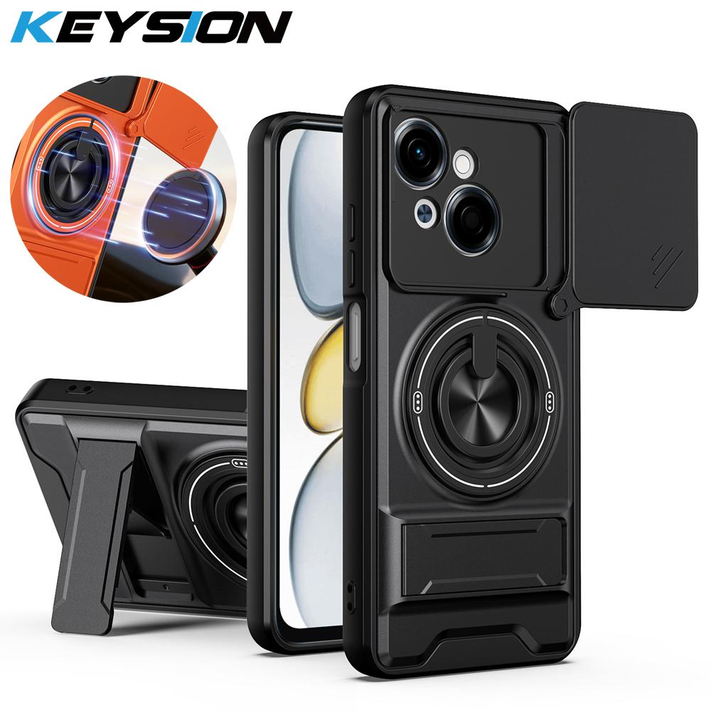 KEYSION Magnetic Phone Case for TECNO Spark Go 1 1S 2025 Slide Camera Protection Upright Kickstand 360 Ring Shockproof Back Cover