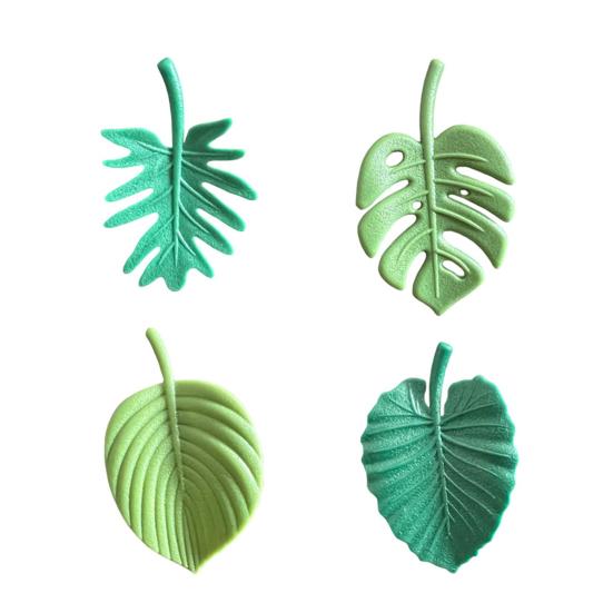 4Pcs 3D Monstera Leaf Tropical Leaves Refrigerator Magnet Decorative