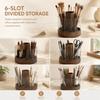 Woodgrain Makeup Brush Organizer 6 Slot Compartments Cosmetics Storage Box  Home Organization
