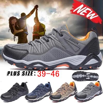 Fashion Hiking Shoes Waterproof Leather Comfortable Outdoor Sports Sneakers for Men Wear Resistant Breathable Running Camping Shoes