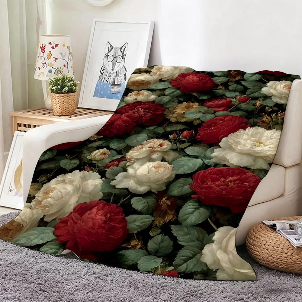 Fresh Flowers Throw Lightweight 240G Flannel Blanket Soft Skin-Friendly For Summer Cooling
