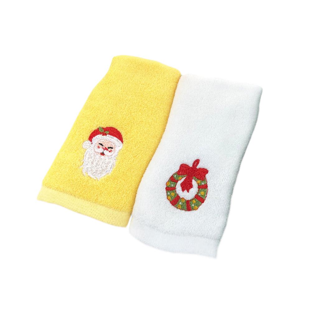 2pcs Christmas Cotton Set Soft Face For Holiday Gift Xmas Towel Embroidery Decor Creative Gift Idea Xmas Elements Cotton Towel