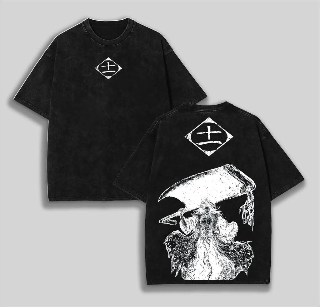 Hot-blooded Anime Bleach Kurosaki Ichigo Graphic Print T-Shirt Men Women Vintage Washed Cotton Summer New Tee Streetwear Y2K Fashion Oversized Top