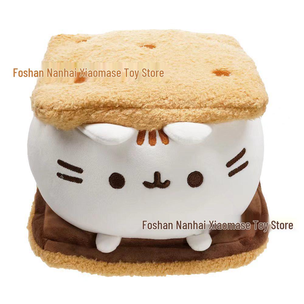 Cross-Border Gray Cat Plush Toy - Donut, Pizza, Hamburger, Sandwich, Cookie Claw Machine Doll