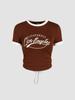 Summer Y2K Women's Sexy Letter Printed Umbilical Strap Top T-shirt