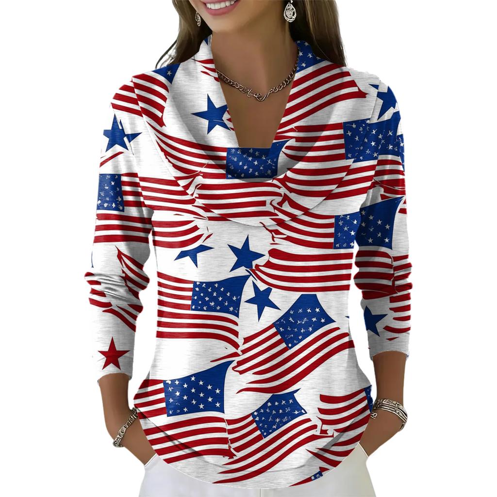 Women's Casual And Fashionable Round Neck Long Sleeved Printed Top Sweater