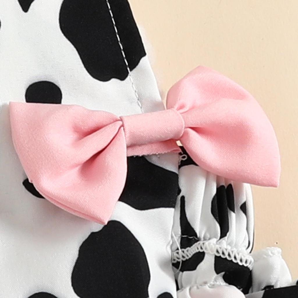 Baby Sleeveless Summer Sling Bodysuit with Bow Print