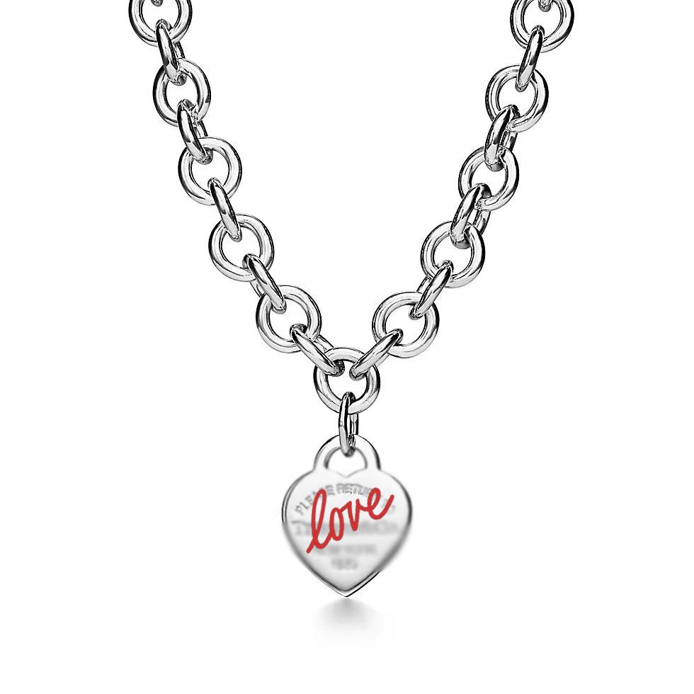 Collana Pendente Cuore e Chiave Famiglia T Classica con Catena Spessa e Intarsi in Diamante per Coppie
