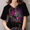 3D Floral Print Women Short Sleeve Tops V Neck Summer Lovers Couples T Shirt