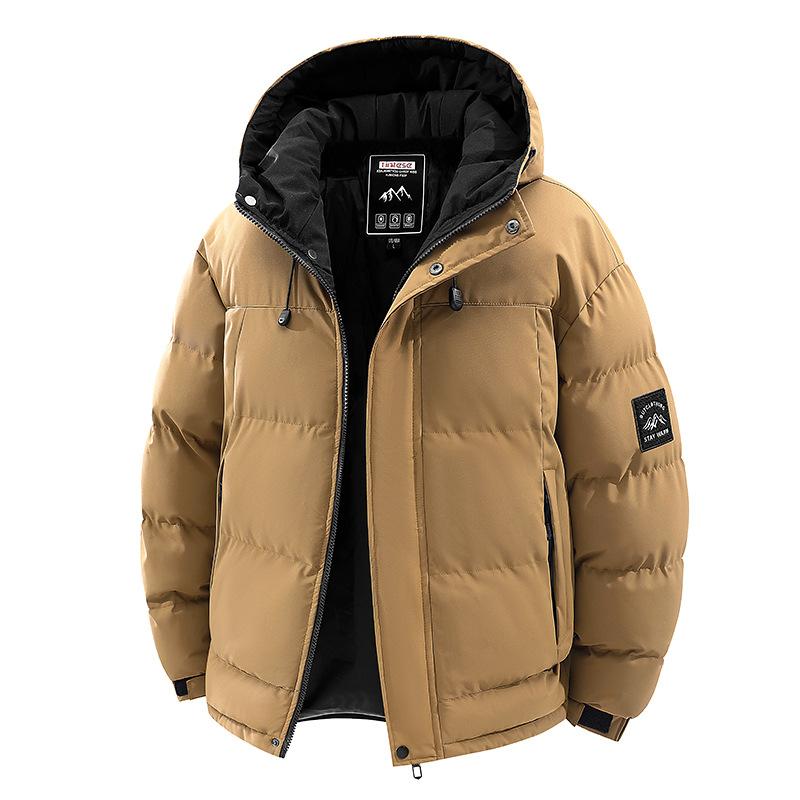 Winter windproof thickened stand-up collar contrast men's winter windproof thickened couple bread jacket trendy cotton clothes