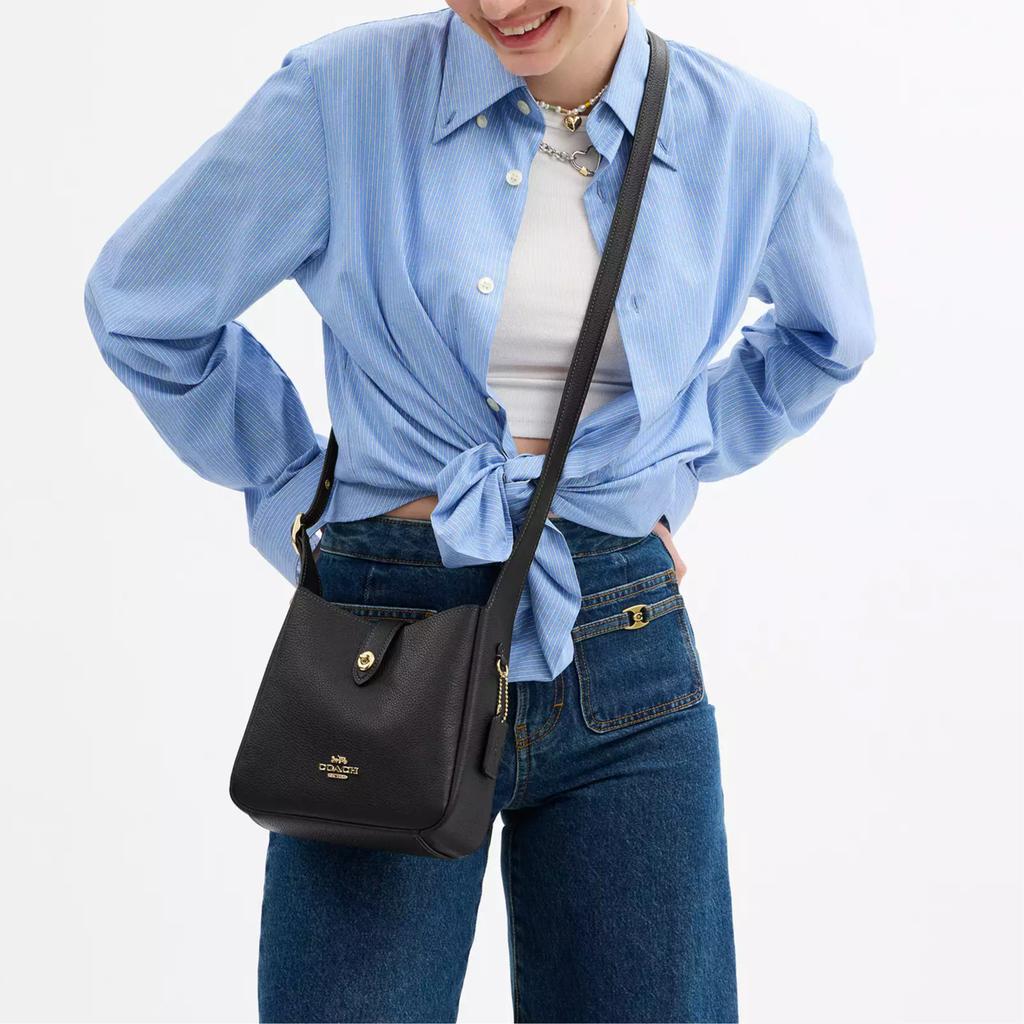 Coach Hadley 20 Leather Shoulder Crossbody Bag Women Bags Black CAL60-IMBLK