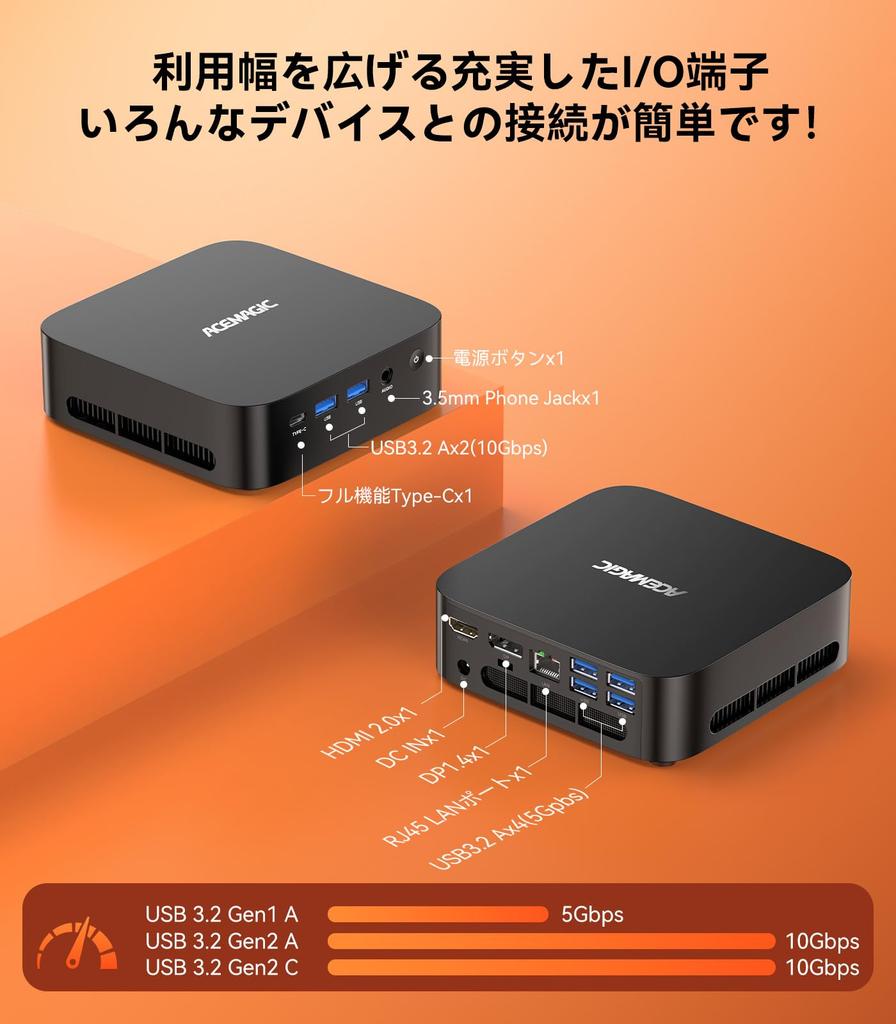 ACEMAGIC Mini PC AMD Ryzen 5 7430u Mini PC High Speed WiFi6 Mini Computer Windows11 Pro Full Function 4K3 Screen Output Quiet High Speed Heat