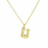 18K Gold Plated Balloon Bubble Hip Hop Necklace with 26 English Letters for Women