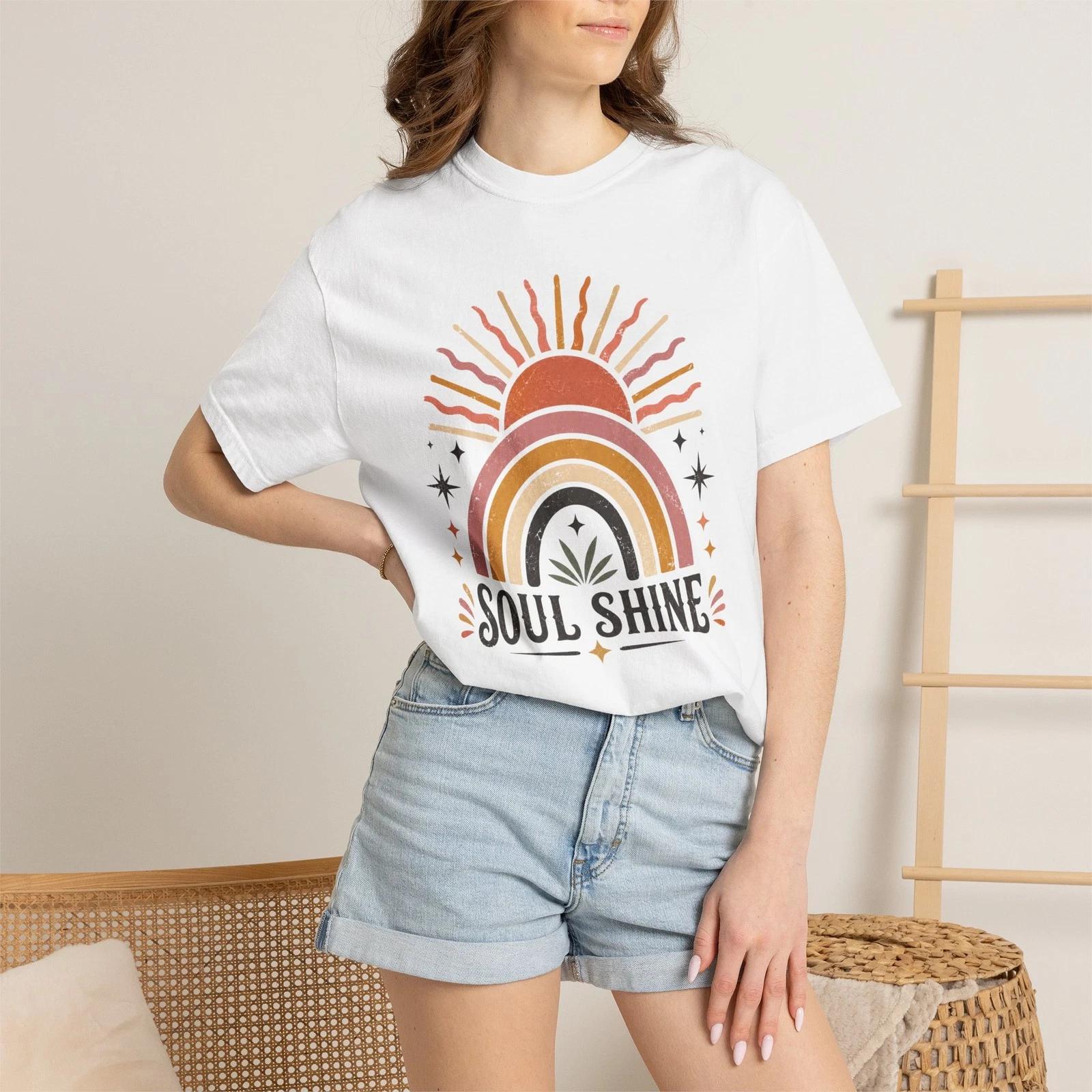 

Womens Soul Shine Comfort Colors Tee Boho Retro Floral Garment Dyed S-4XL 4XL