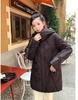 Women's Autumn and Winter Coat Solid Color Hooded Loose Thickened Windproof Mid-length Women's Jacket