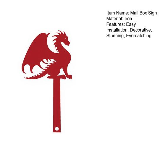 jijijing Metal Mailbox Flag Replacement, Decorative Dragon Stake Sign, Winged Shape Ornament for Outdoor Mail Box Decoration
