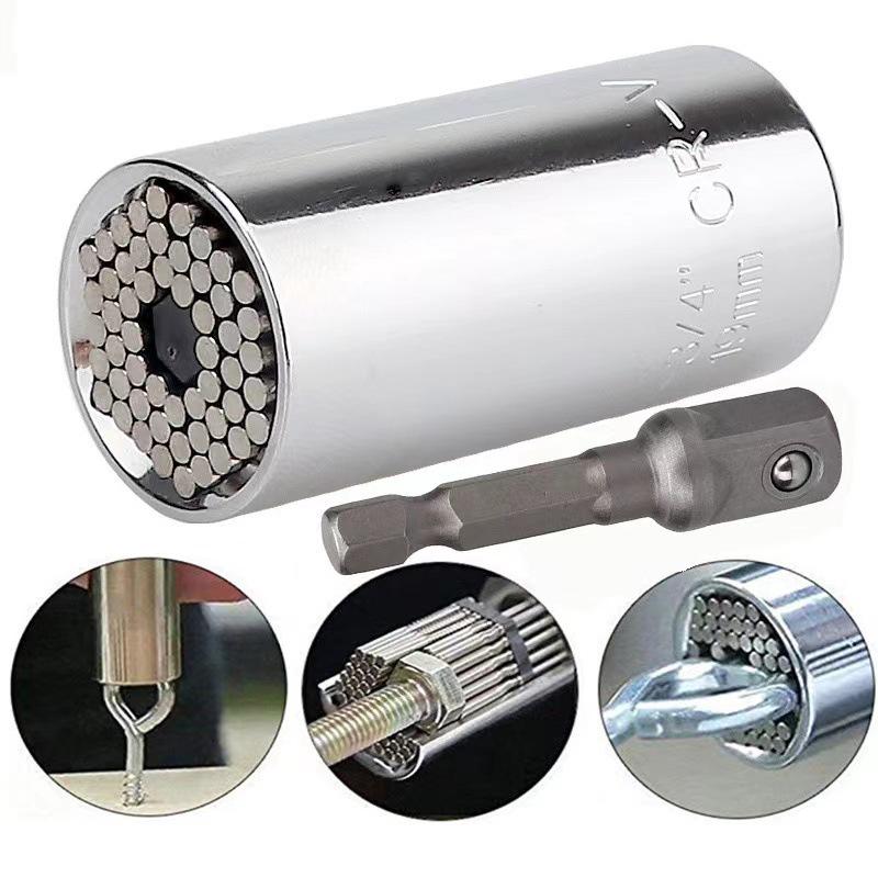 Multi-Functional Ratchet Wrench with 7-19mm Magic Socket & 3/8'' Extension Bar
