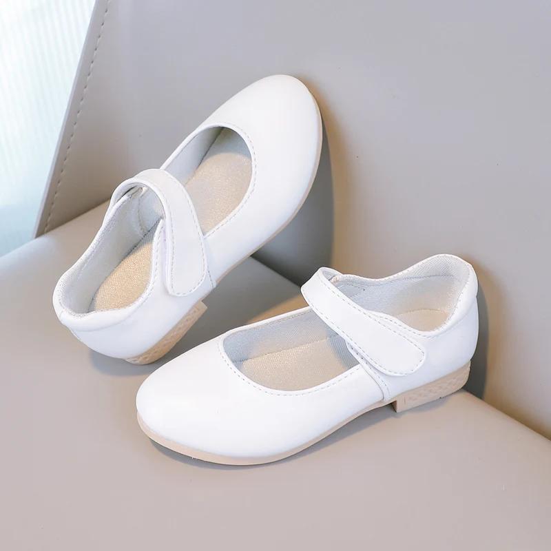 Girls PU Leather Shoes for Wedding Party Fashion Princess Kids Mary Janes Children Flats Hook & Loop Sweet Classic Cute Soft New