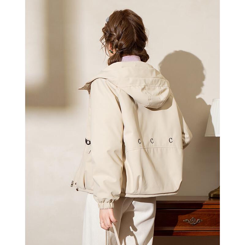 TERRE BLEUE Women's Short Hooded Casual Jacket